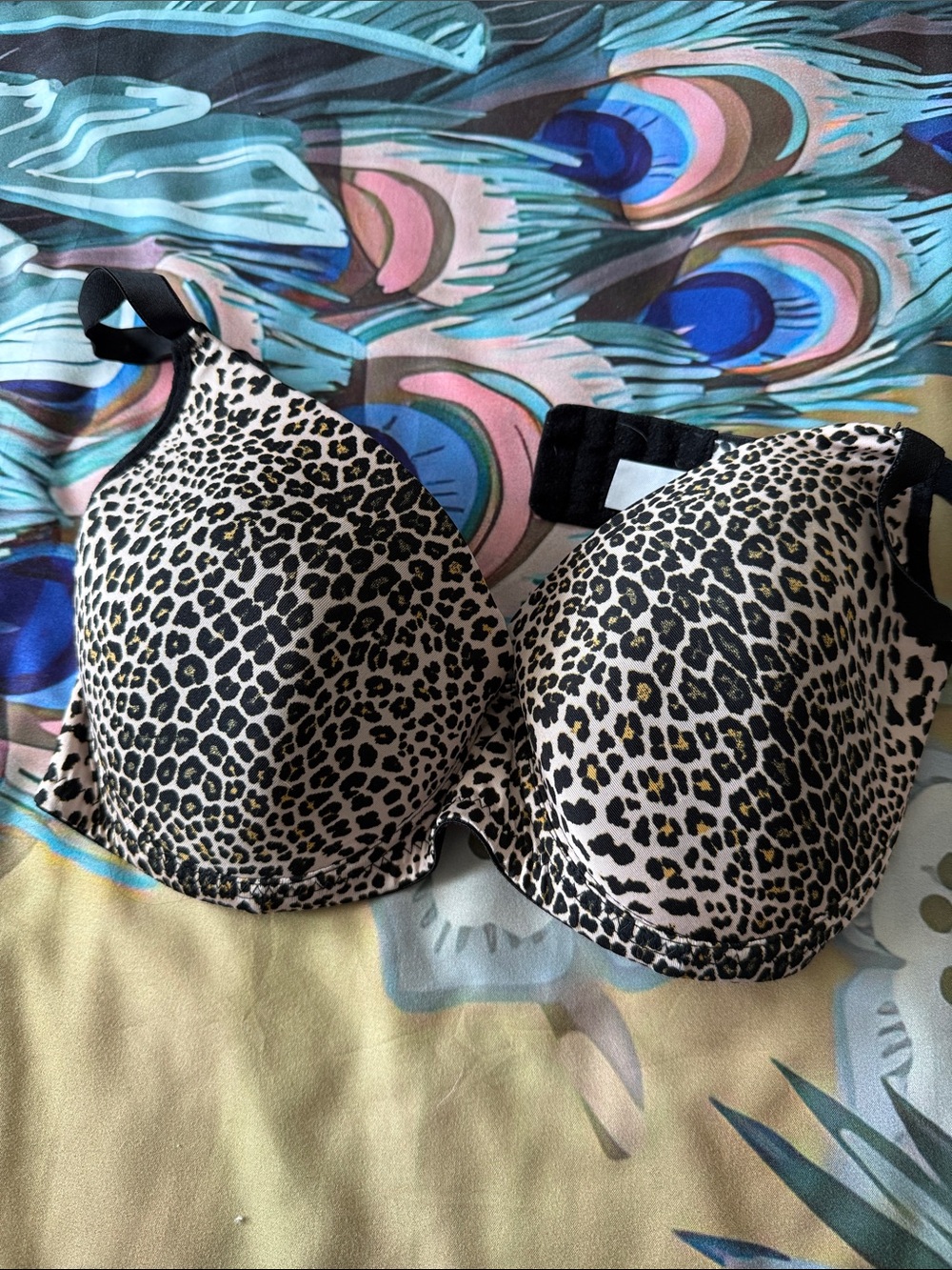 Leopard Print T-Shirt Bra - Nude/Black